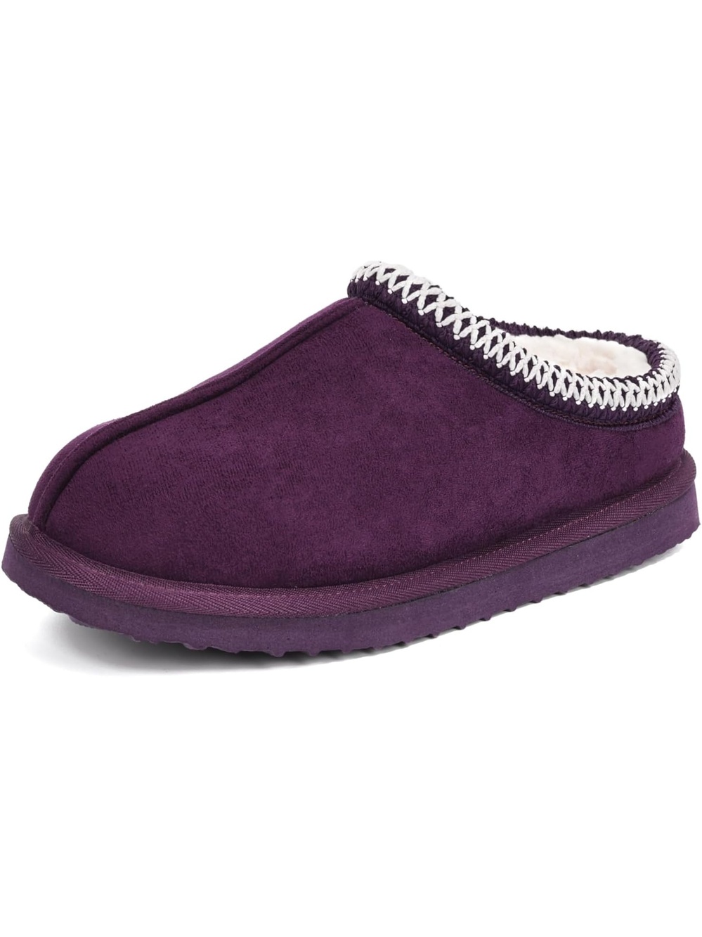 Women's Purple Closed Toe Non Slip Classic Fuzzy Mule Clogs Ankle Slipper